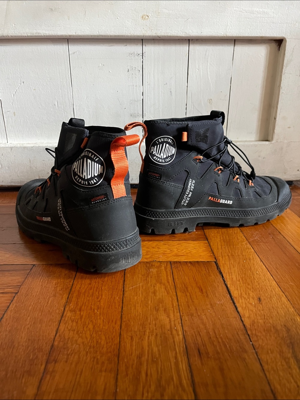 Palladium Black Boots with Orange Accents